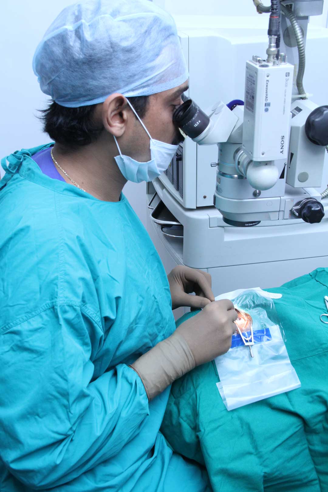 Patient undergoing eye examination