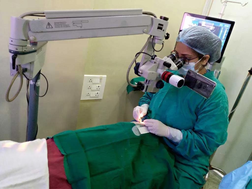 Doctors during an ophthalmology training session