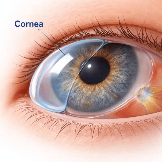 Illustration explaining cornea treatment