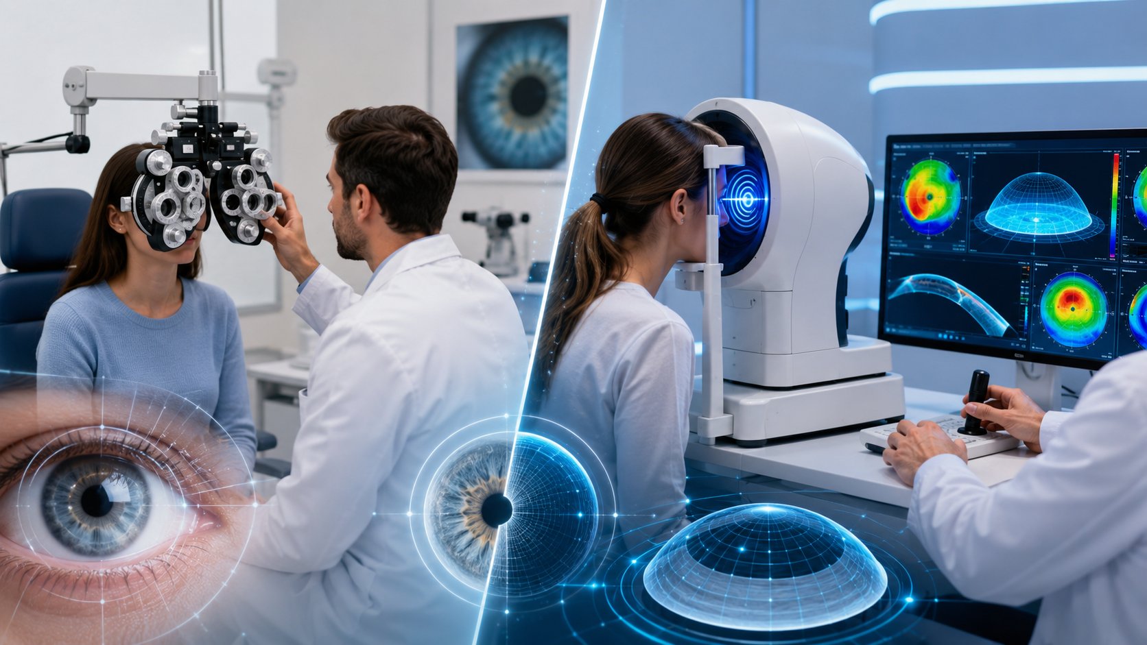 Comparison of routine eye testing and Pentacam corneal tomography