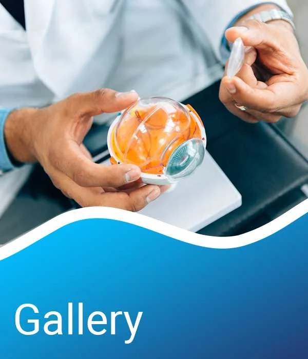 Mobile version of gallery banner for Kenia Eye Hospital's website showcasing eye care visuals